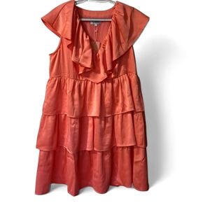 Crosby by Mollie Burch NWT Ruffled Mini Dress, Papaya, Medium